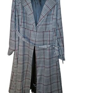 Torrid Womens Plus Size 3 Plaid Belted Trench Coat Glen Check Longline Jacket